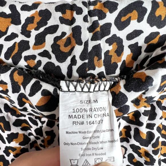 Leopard Print Elastic Waist Wide Leg Pants XS - Picture 7 of 8